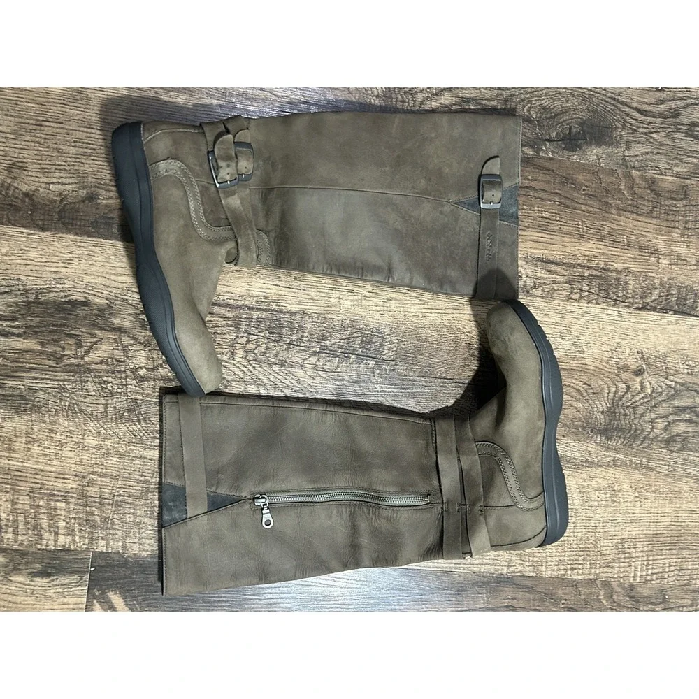 Columbia Boots Women's Brown Leather Waterproof Knee High Jessa Riding Pull On 8